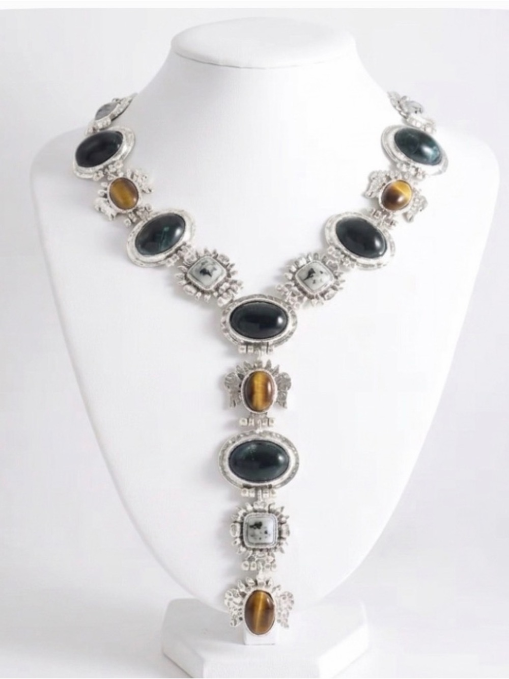 NWT ⚜️🤎⚜️ Piper.K Gorgeous GEOMETRIC INLAID STONE PENDANT NECKLACE